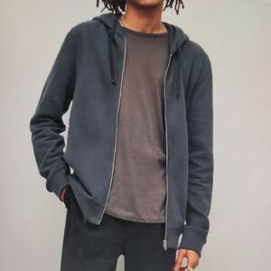 ALL SAINTS Raven Zip Up Dark Grey Hoodie